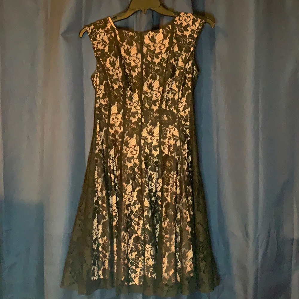 DRESS BARN Cute Black and Pink Lace Dress